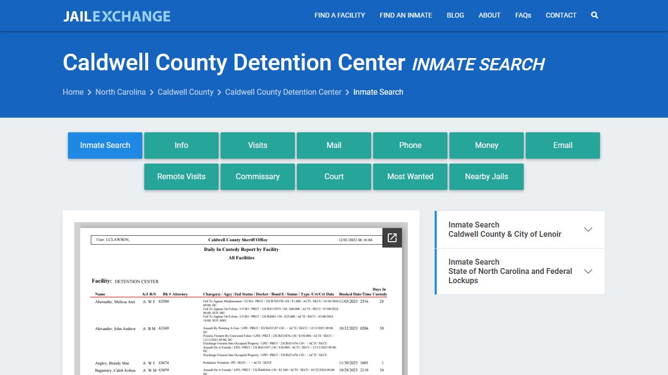 Caldwell County Detention Center Inmate Search - Jail Exchange